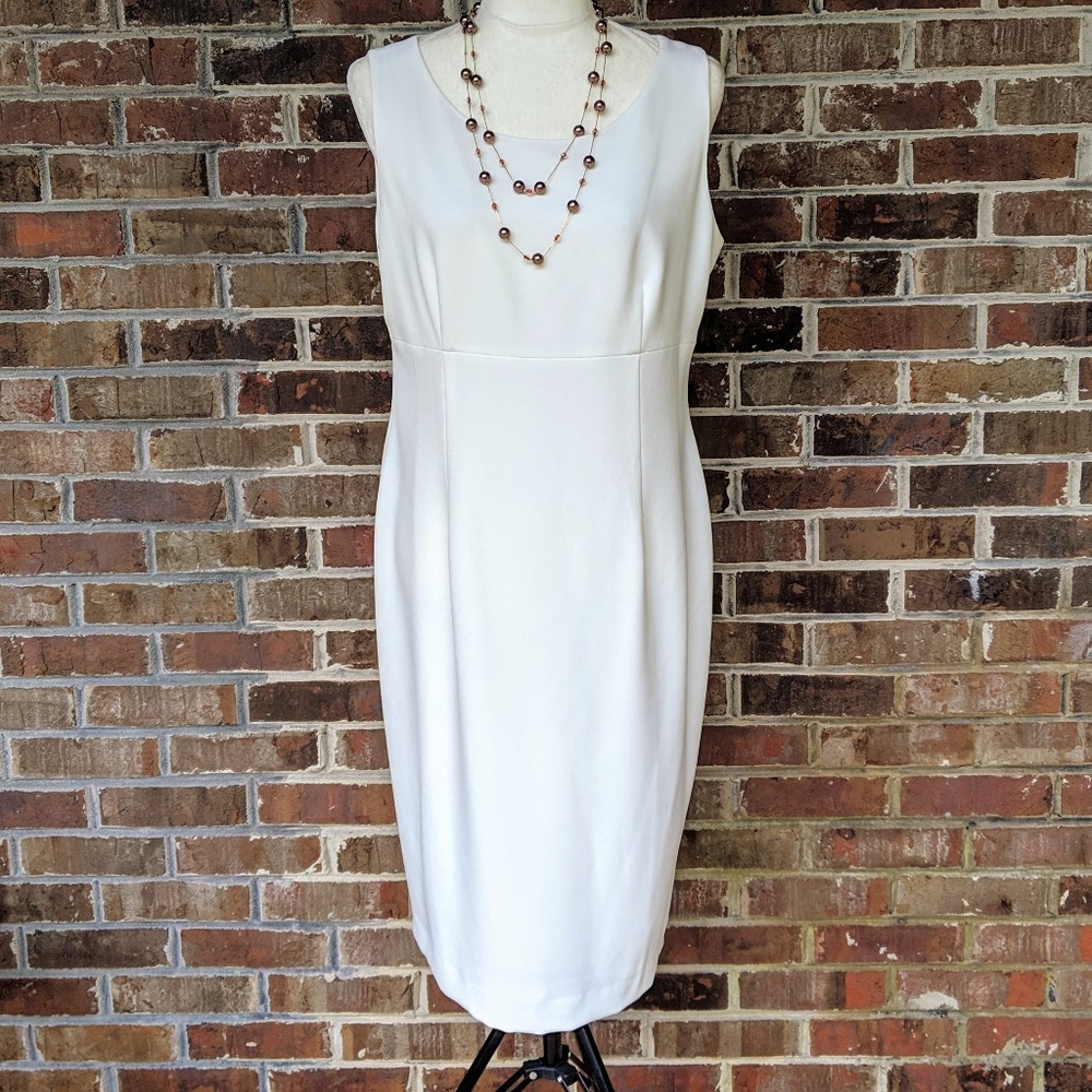 Kasper White Sheath Dress Size 10